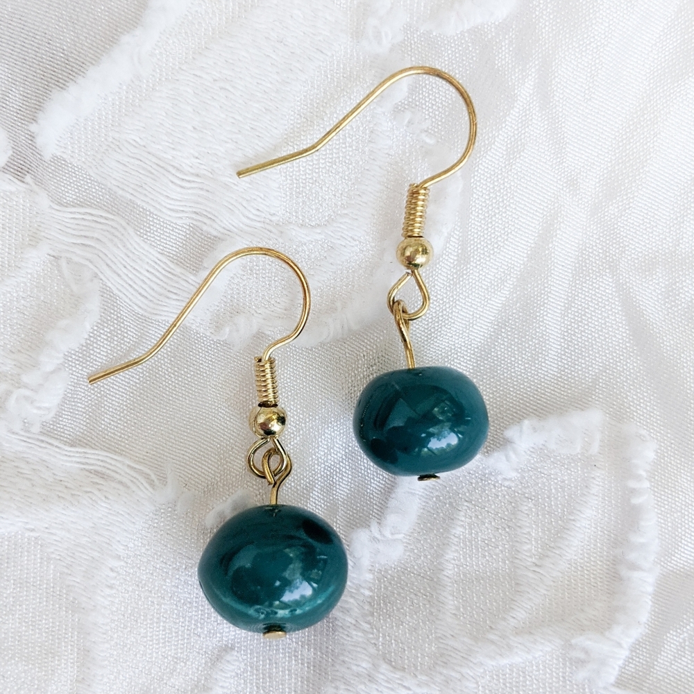 Teal Bead Drop Earrings